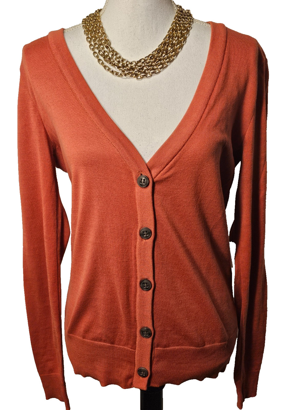 BDG Urban Outfitters Women Orange Lightweight Long Sleeve Cardigan Sweater M